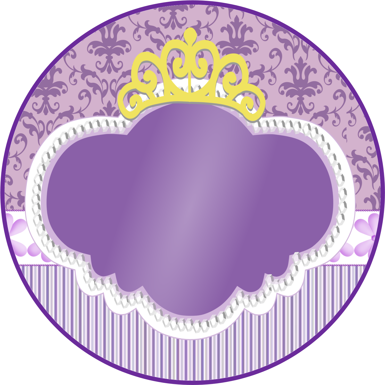 A Purple And White Circle With A Crown