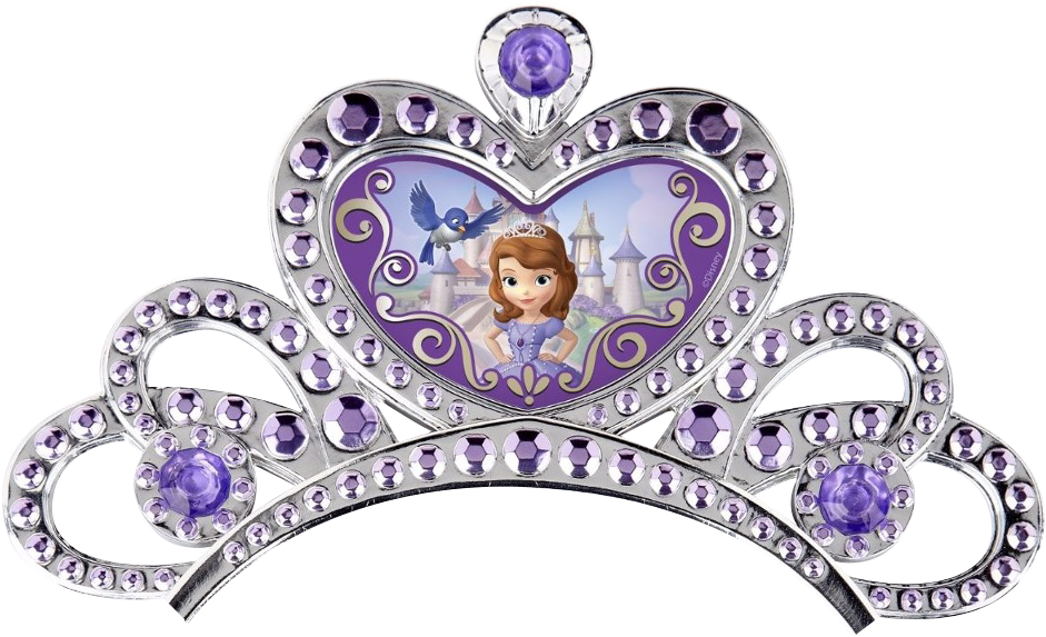 A Silver Crown With Purple Stones And A Cartoon Character On It