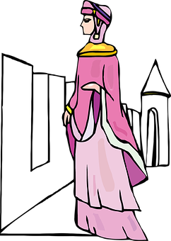 A Cartoon Of A Woman In A Pink Robe
