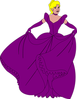 A Cartoon Of A Woman In A Purple Dress