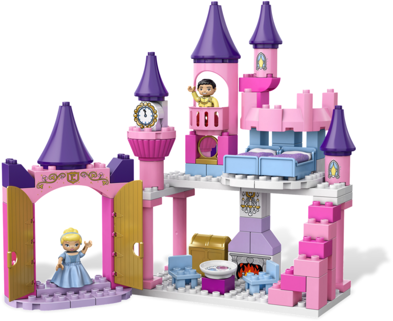 A Toy Castle With A Doll And A Clock