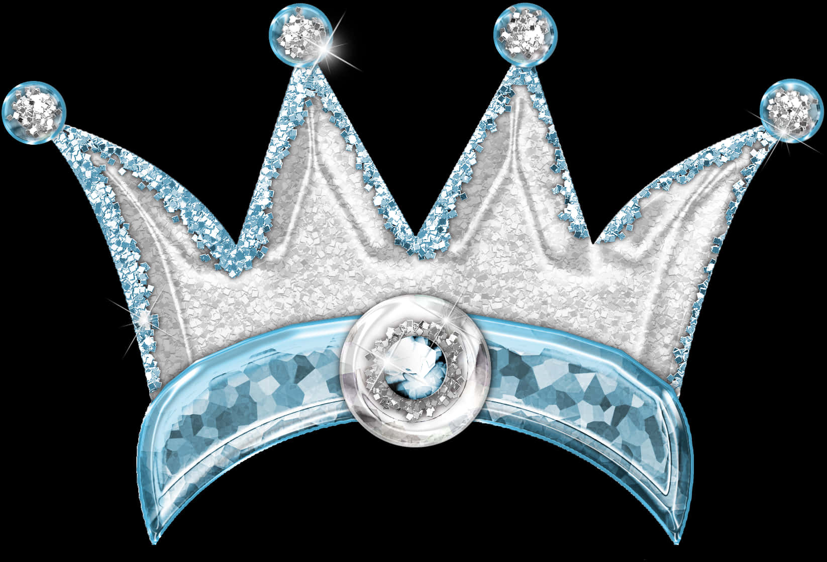 A Silver And Blue Crown With Diamonds