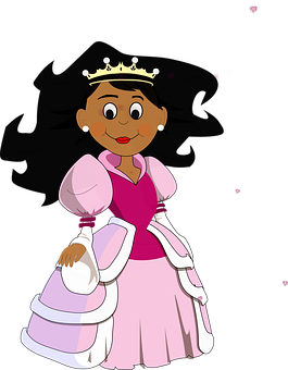 Cartoon Of A Woman In A Pink Dress