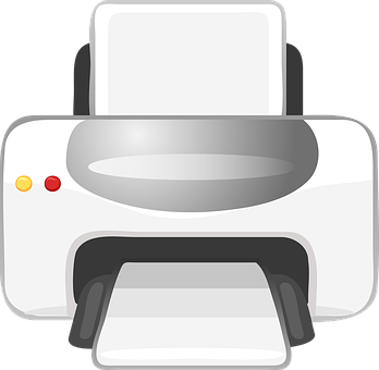 A White Printer With Red Buttons