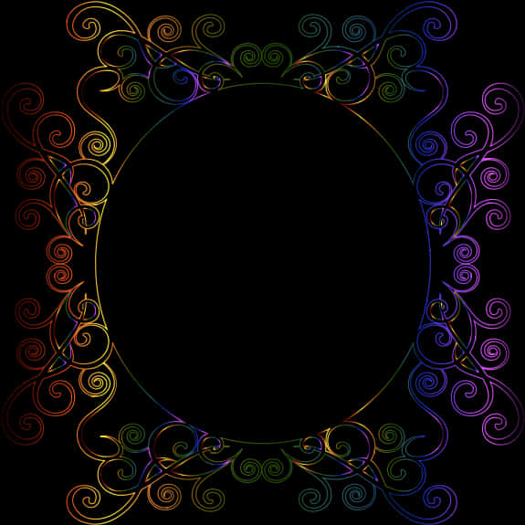 A Rainbow Swirly Design On A Black Background