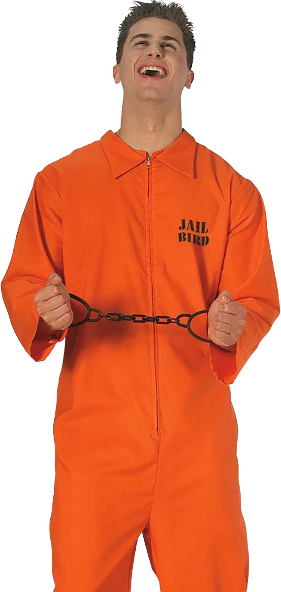 A Man In Orange Uniform With Handcuffs