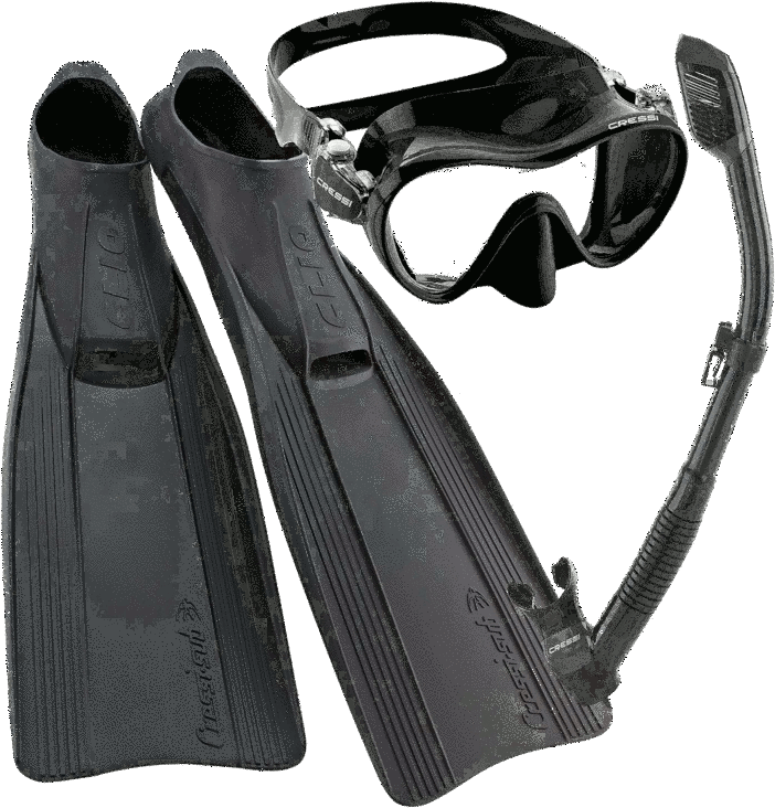 A Black Scuba Mask And Flippers