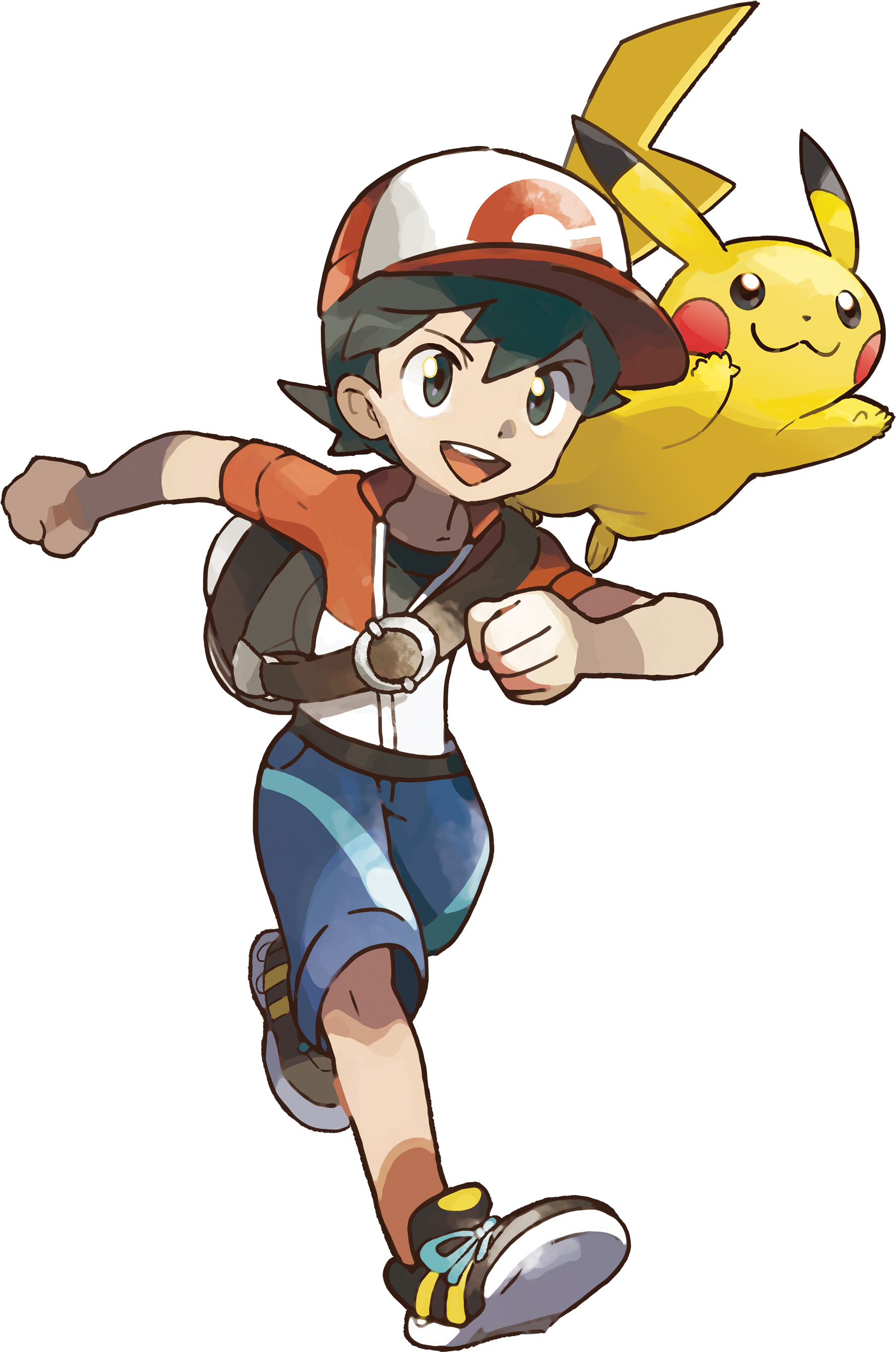 A Cartoon Of A Boy Running With A Yellow Pikachu