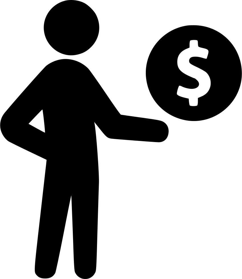 A Black And White Image Of A Person Holding A Dollar Sign