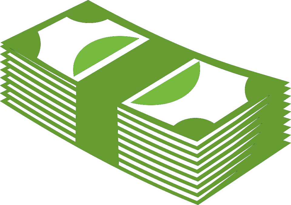 A Stack Of Money In A Green And White Package