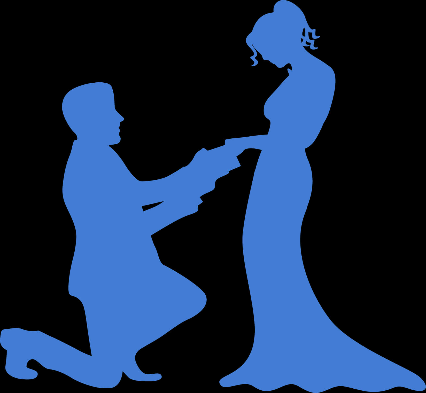 A Man Kneeling On His Knee And Kneeling On His Knee With A Woman In A Dress