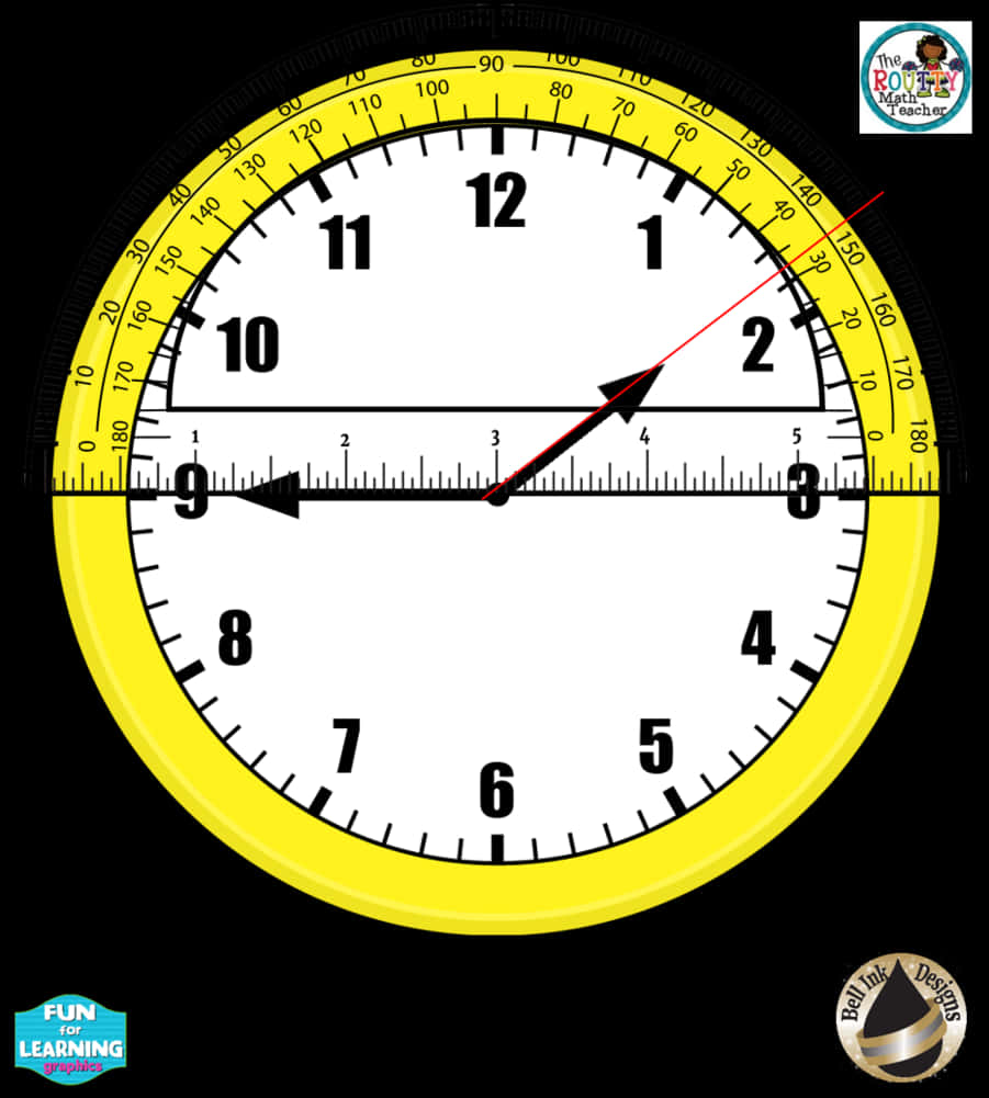 A Yellow Clock With A Ruler