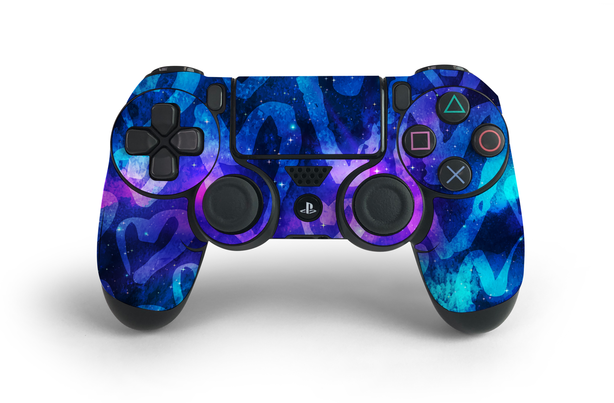 A Video Game Controller With A Blue And Purple Design