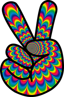 A Colorful Peace Sign With A Spiral Pattern