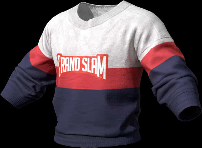 A Sweater With A Red And Blue Stripe