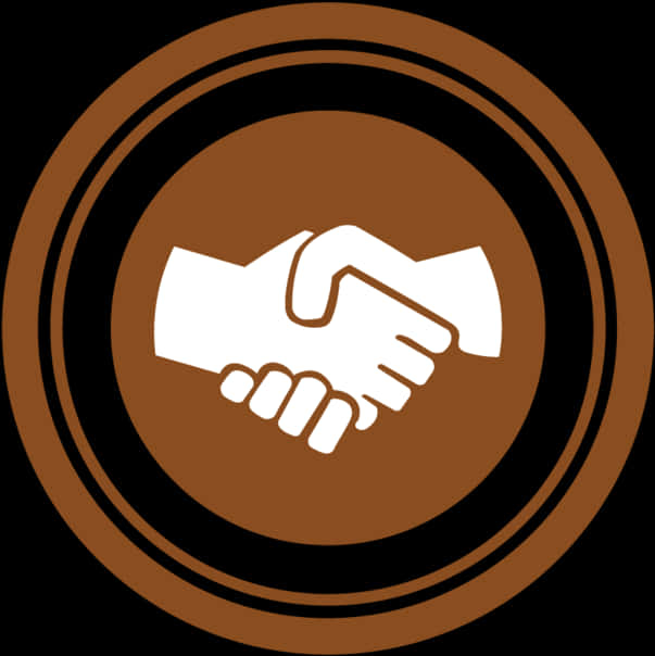 A Brown Circle With A White Hand Shaking