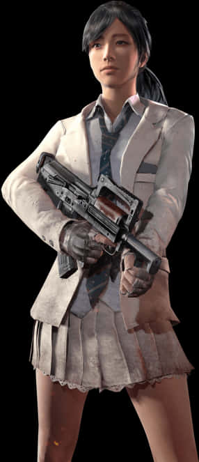 A Man In A White Suit Holding A Gun
