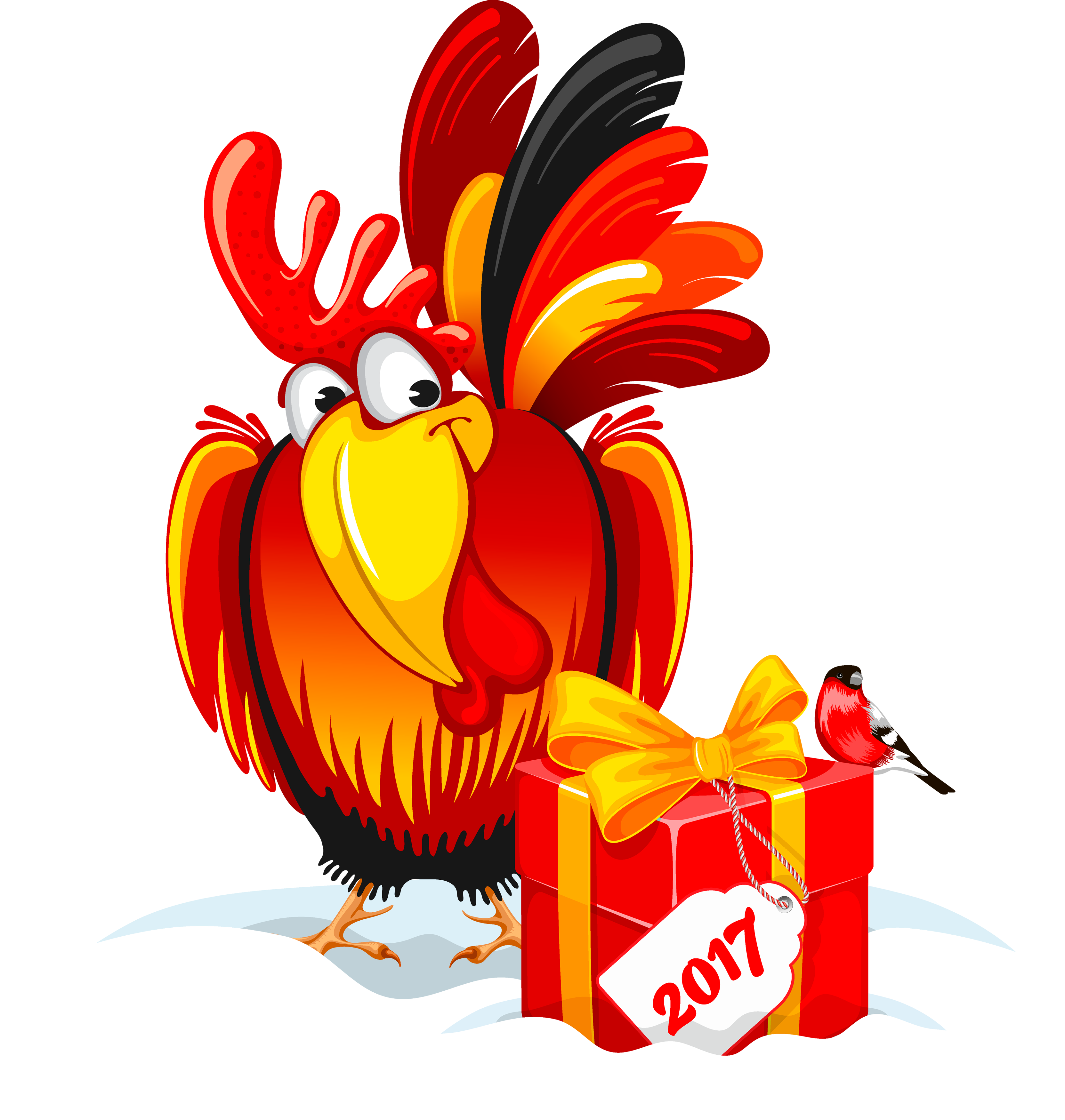 A Cartoon Rooster With A Gift Box