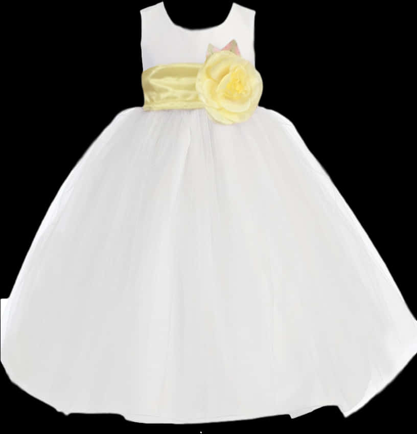 A White Dress With A Yellow Flower