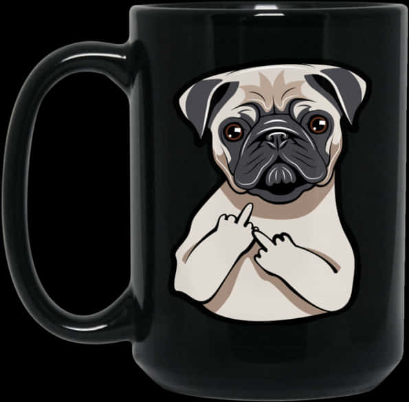 A Black Coffee Mug With A Dog On It