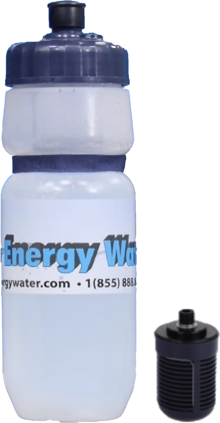 A Water Bottle With A Black Cap