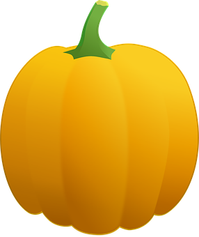 A Yellow Pumpkin With A Green Stem
