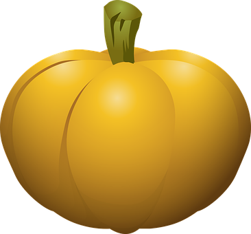 A Yellow Pumpkin With A Green Stem