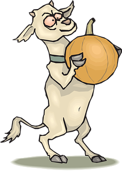 A Cartoon Of A Dog Holding A Pumpkin