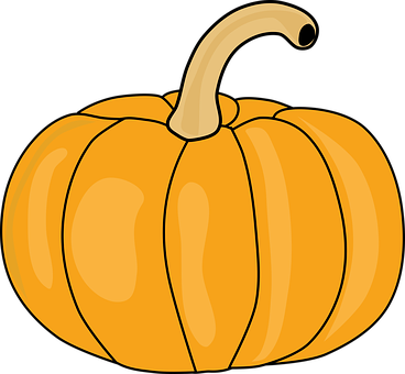 A Pumpkin With Stem On A Black Background