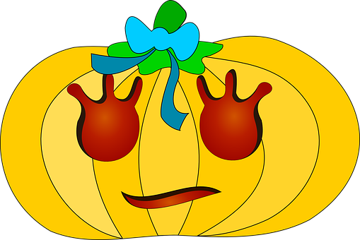 A Cartoon Pumpkin With Hands And A Bow
