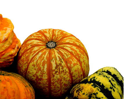 A Group Of Pumpkins On A Black Background