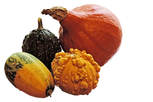 A Group Of Pumpkins On A Black Background