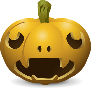 A Yellow Pumpkin With A Face Carved Into It