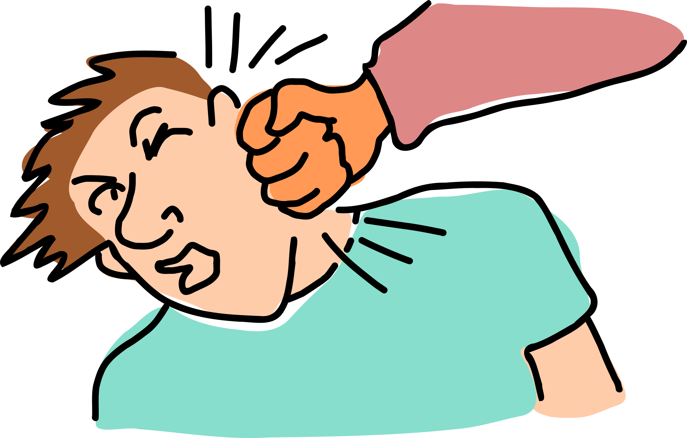 A Cartoon Of A Person's Hand Punching A Man's Neck