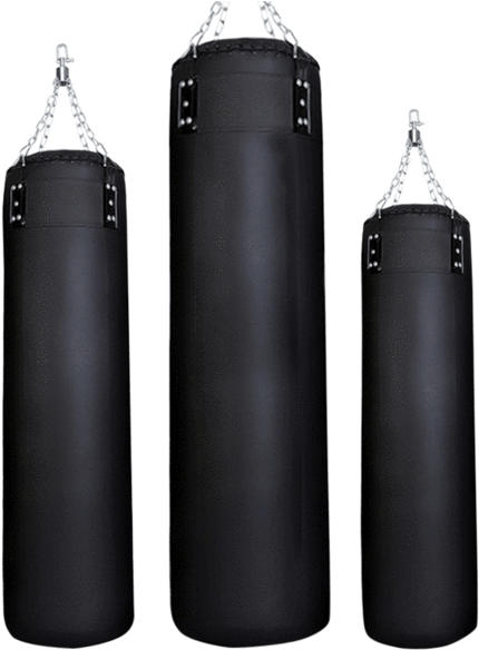 A Group Of Black Punching Bags