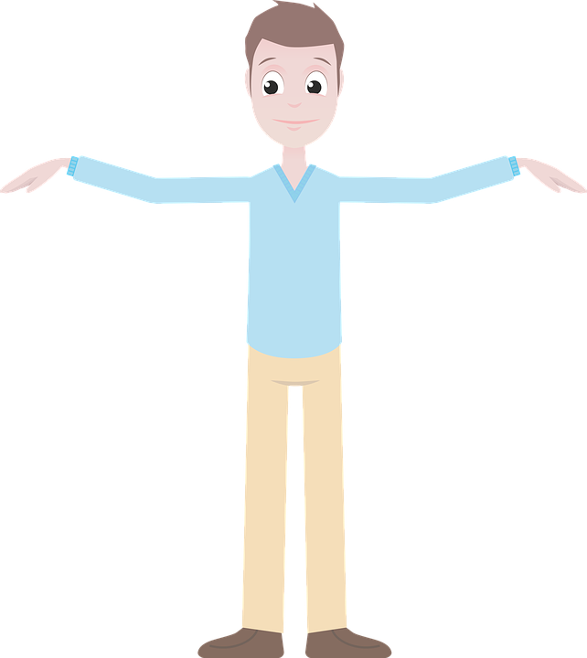 A Cartoon Of A Man With His Arms Out