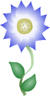 A Blue Flower With A Yellow Center