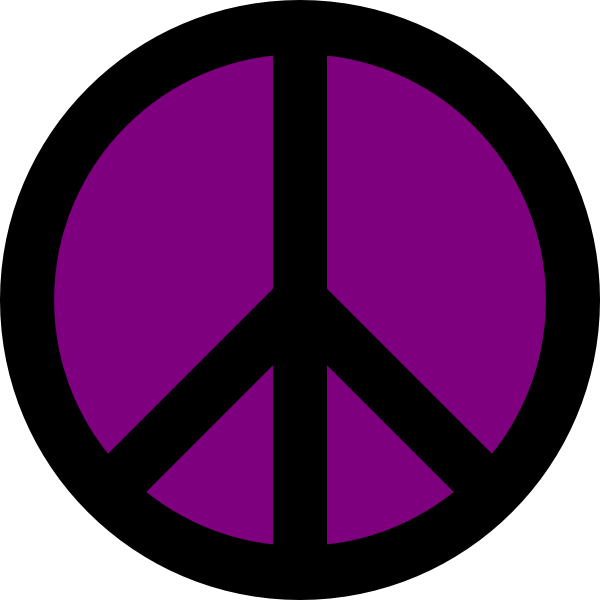 A Purple Peace Sign With Black Lines