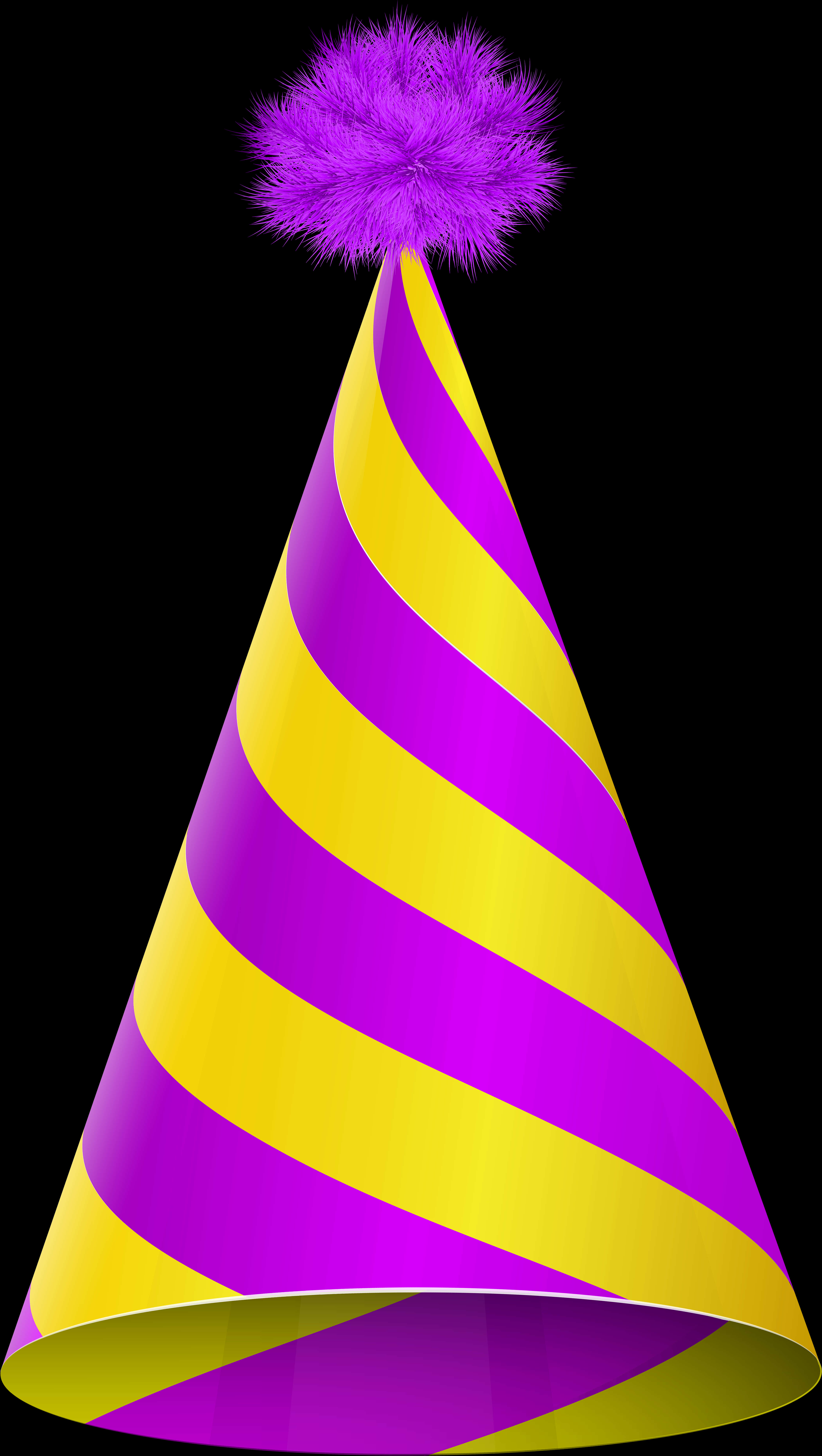 A Yellow And Purple Striped Party Hat