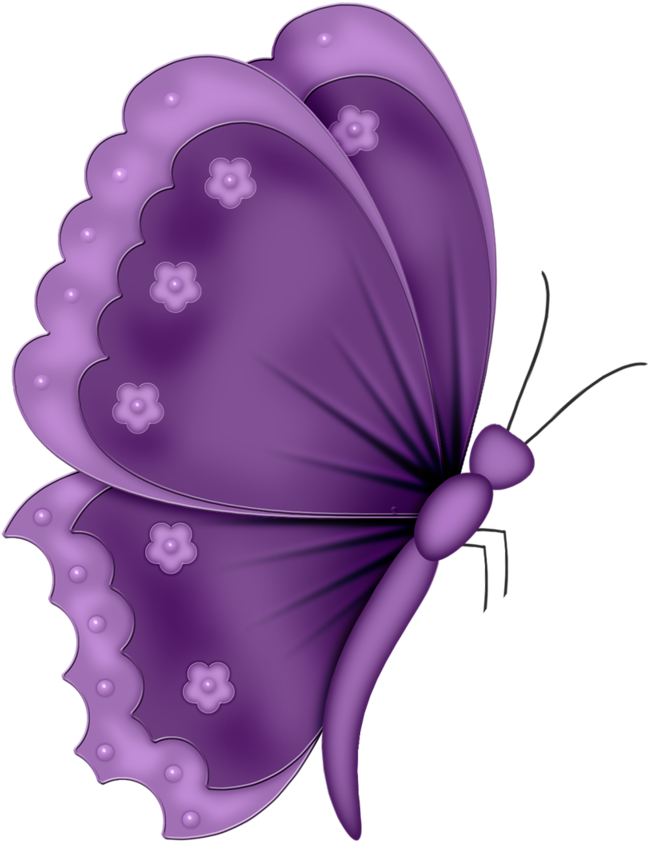 A Purple Butterfly With Flowers