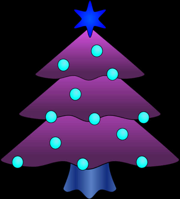 Purple Christmas Tree Clip Art - Christmas Tree Vector Png Black, Transparent Png
