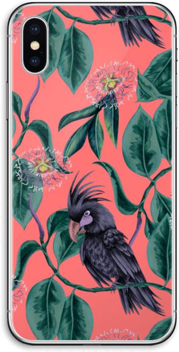 A Phone Case With A Bird And Flowers