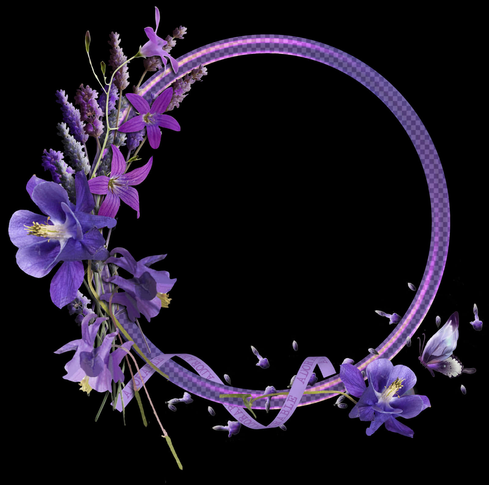 Purple Flower Border Png, Transparent Png