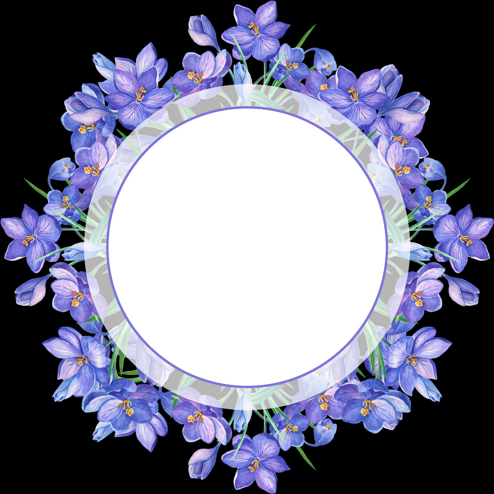 A Circle Of Flowers With A White Circle Around It