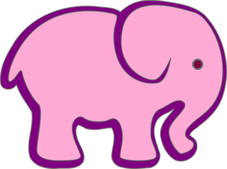 A Pink Elephant With Purple Outline