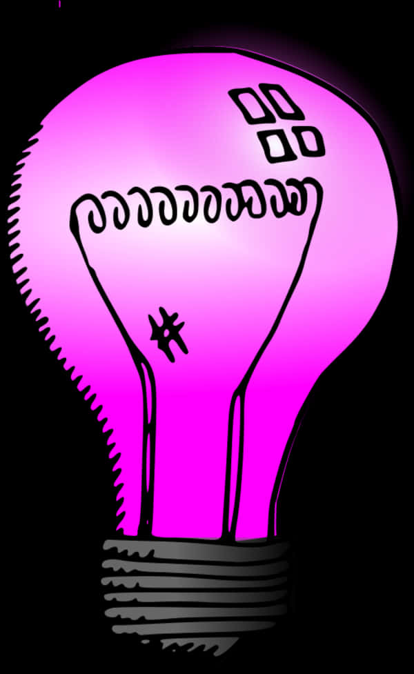 A Pink Light Bulb With A Black Background