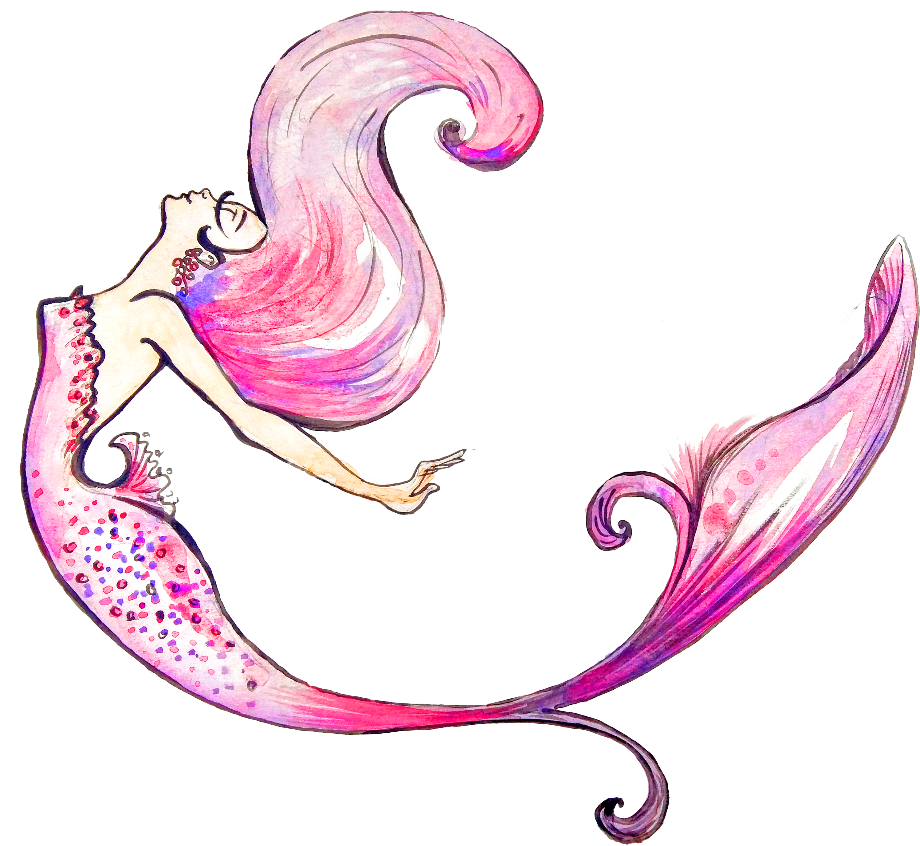 Purple Mermaid Png Download - Mermaid Illustration Png, Transparent Png