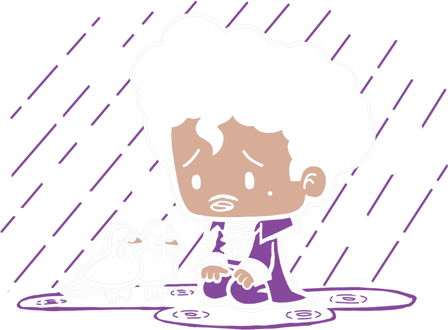 Cartoon Of A Boy In Purple With White Birds