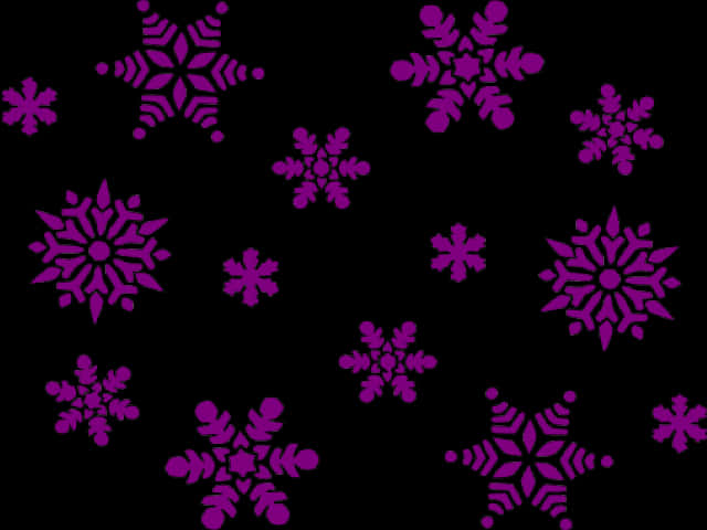 Purple Snowflakes On A Black Background