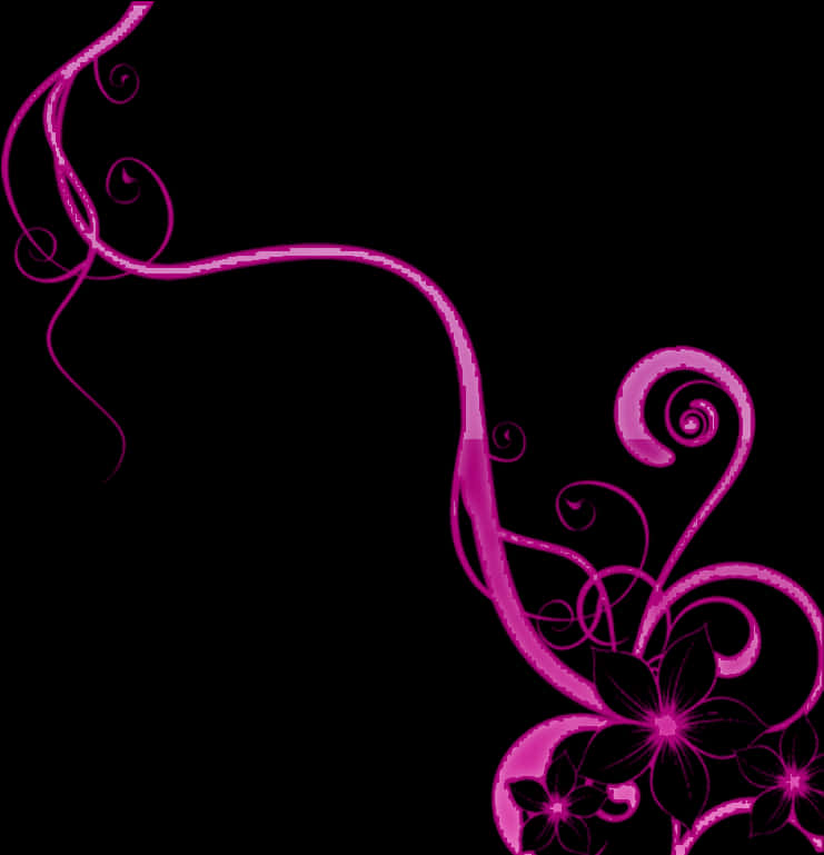 A Pink Flower Design On A Black Background